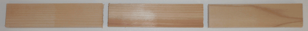 Test pieces before stain