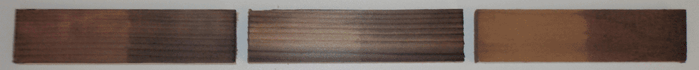 Test pieces after stain